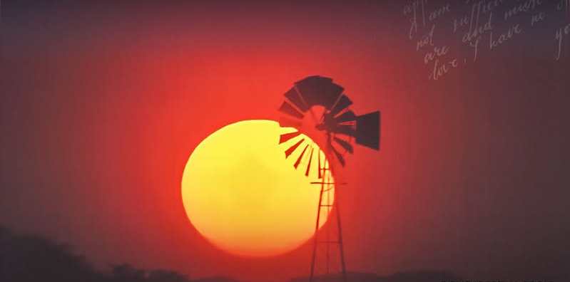 Sunset with windmill